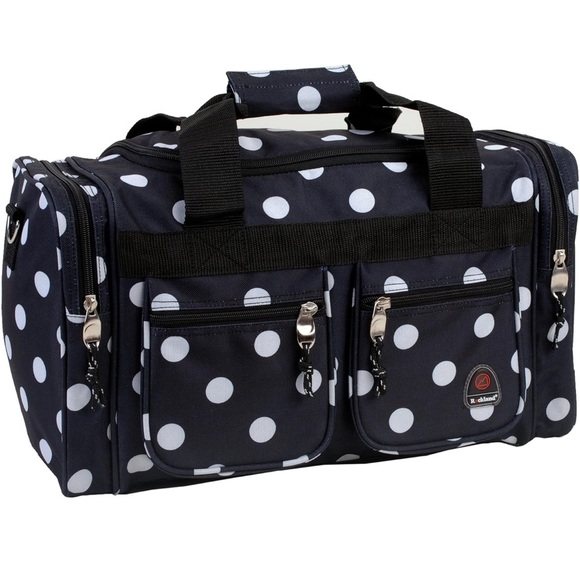 Rockland Handbags - Classic Black and White Polka Dot Duffel Bag